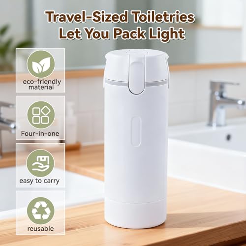 4 in 1 Travel Dispenser Bottle Set - Leak Proof 30ml Toiletries Containers