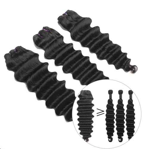 Loose Deep Wave Human Hair Bundles 100% Unprocessed Virgin Brazilian Remy Hair Bundles Loose Deep Wave 3 Hair Bundles Deals Loose Deep Wave Human Hair Weave Bundles for Black Women Natural Color