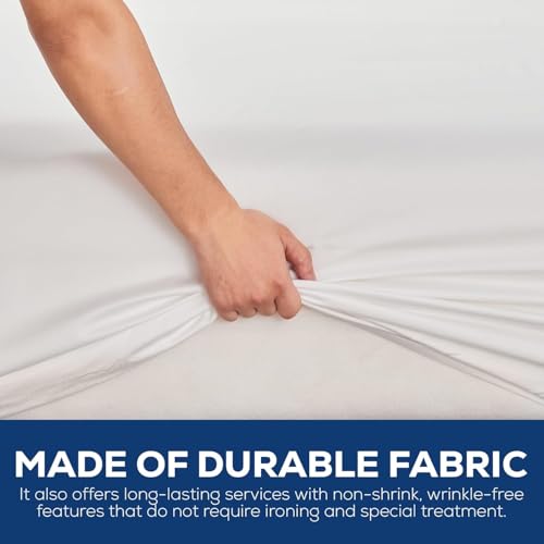 Linteum Textile Twin Long Flat Sheet ? 66x115 in, 250 Thread Count Polycotton, Soft & Durable White Top Sheet, Wrinkle-Resistant, Ideal for Dorm, Hotel, Spa & Hospital [6 Pack]