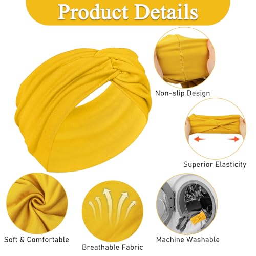 10PCS Extra Wide Vintage Boho Headbands for Women - Non-Slip Yoga & Gym Hair Accessories