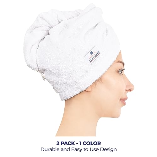 Cotton Hair Towel Wraps for Women, 2-Pack, 26x10 Absorbent