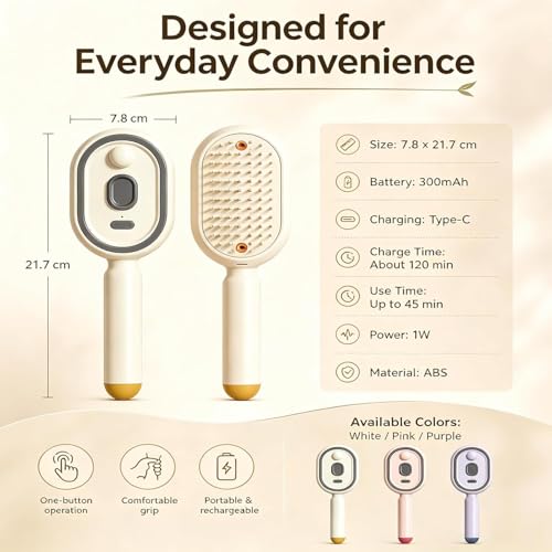 Electric 3-in-1 Hair Care Comb with Mist Sprayer & Massager