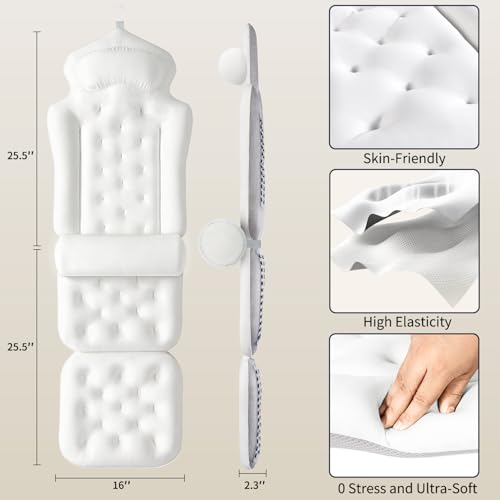 Full Body Bath Pillow with Neck & Back Support