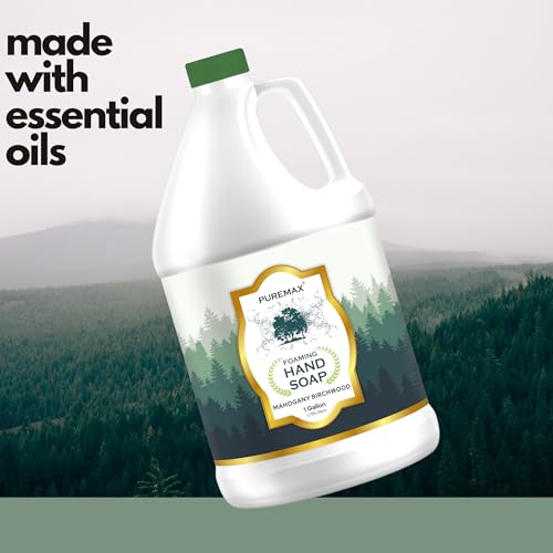 Puremax Mahogany Birchwood Foaming Hand Soap Refill 128oz with Pump - Moisturizing, All-Natural, Made in USA