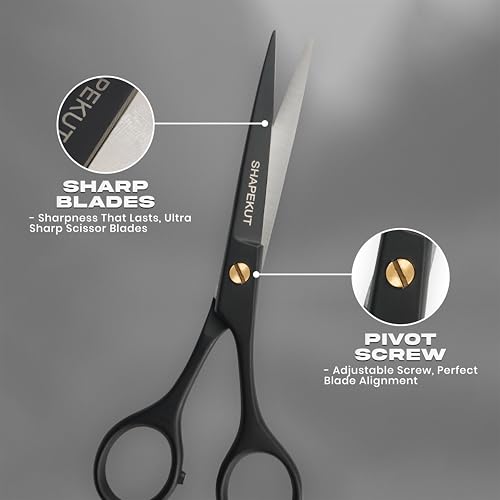 Black 6.5 Inch Professional Hair Cutting Scissors - Ergonomic Salon Shears