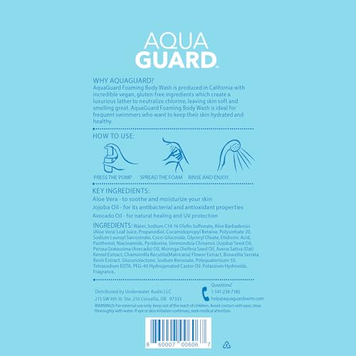 AQUA GUARD After-Swim Foaming Body Wash | Leaves Skin Soft and Smooth + Neutralizes Chlorine Scent and Residue