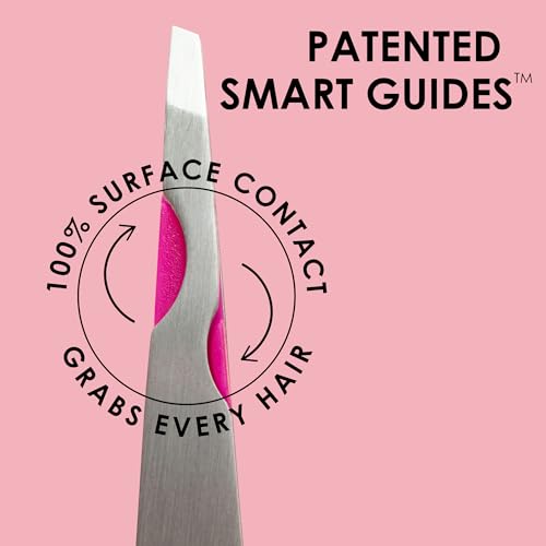 Japonesque Smart Guide Slant Tweezers ? Precision Eyebrow Plucking Tool with Slant Tip, Stainless Steel Hair Removal
