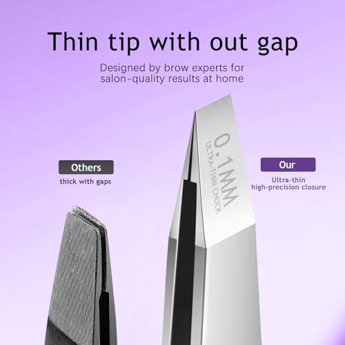 SHILING Ultra-Fine Precision Eyebrow Tweezers - Stainless Steel Slant Tip