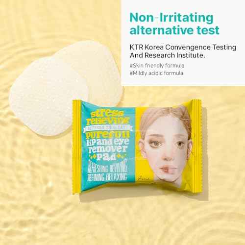 Ariul Stress Relieving Purefull Lip & Eye Remover Pads ? Gently Removes Stubborn Makeup, Hydrating & Soothing Formula, Korean Skin Care with Natural Ingredients, 30 Counts x 3 Packs