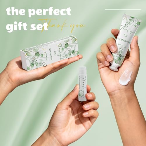 30 Sets Moisturizing Hand Cream Lip Balm Gift Kit for Wedding Return Thank You Welcome Gifts Sage Green Eucalyptus Leaf Theme Baby Shower Birthday Gifts Party Favors Games Prizes Winter Wedding Guests