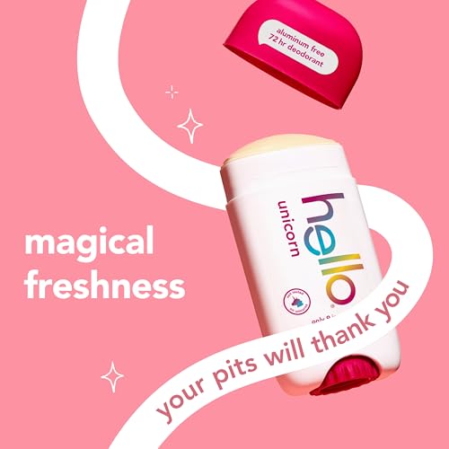 hello Unicorn Aluminum Free Deodorant, 72-Hour Protection, 2 Pack