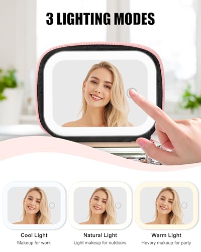 Personalized LED Makeup Bag with Mirror & Wrist Strap