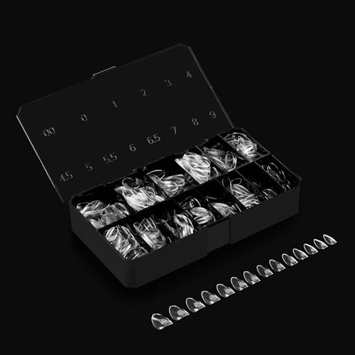 Aprés Gel-X Sculpted Almond Short Nail Tips Box – 280 Tips, 14 Sizes + Half Sizes