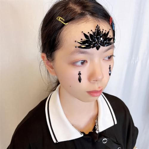 Topz Black Face Jewels Stickers - Self-Adhesive Body Gems