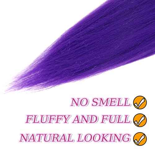 Long Purple Braiding Hair -24 Inch Synthetic Braiding Hair for Kids Stage Party Halloween Costume Cosplay (Purple, 24 Inch(Pack of 2))