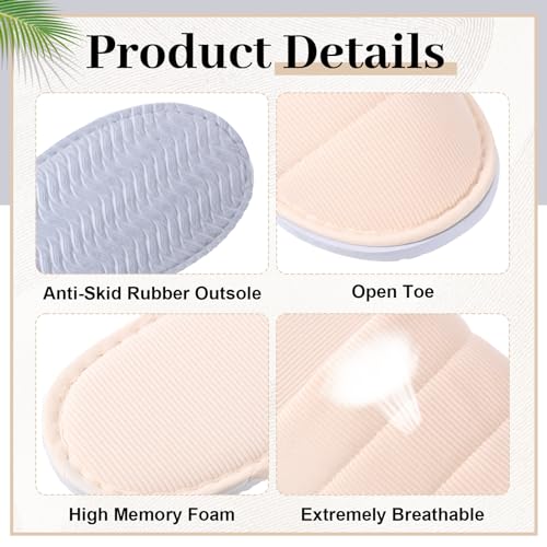 Breathffy 6 Pairs Disposable Slippers Bulk for Guests Comfortable House Spa Slippers Hotel Indoor Travel Slippers Women Men(Gray, Khaki, Black, Closed Toe)