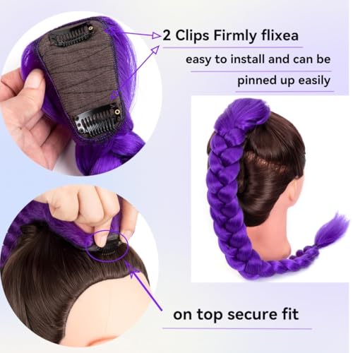 26 Inch Purple Braid Ponytail Extension Clip-In Hairpiece