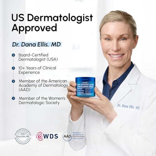 MAREE Glycolic Acid Resurfacing Pads - Toner Pads for Face Cleansing - Exfoliating Pads with Tea Tree Oil, Salicylic Acid & Vitamins E, B3, B5 - Facial Peel for Pore Resurfacing & Radiance - 50 Count