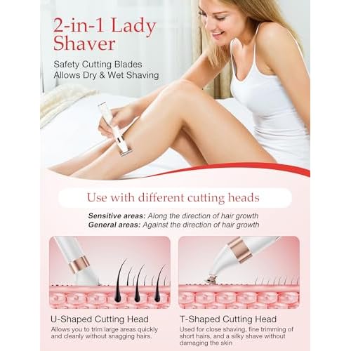 ANLAN Electric Bikini Trimmer for Women Rechargeable Pubic Body Hair Trimmer Electric Shaver for Legs Body Hair, Bikini Shaver Waterproof Replaceable Razors Women's Grooming Kit Wet/Dry Groomer
