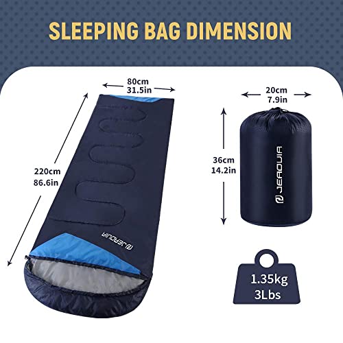 Sleeping Bags for Adults Backpacking Lightweight Waterproof- Cold Weather Sleeping Bag for Girls Boys Mens for Warm Camping Hiking Outdoor Travel Hunting with Compression Bags（Navy Blue）