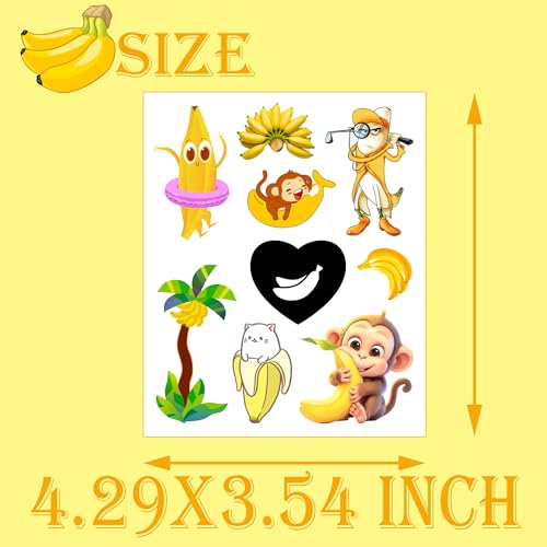 240PCS Banana Tattoos Temporary Stickers Cute banana Baby First Birthday Shower 2nd Birthday Banana fever powder Party Decorations Supplies Tattoos(24 Sheets)