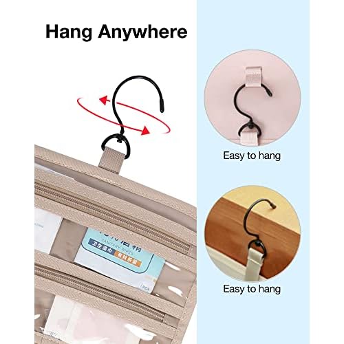 BAGSMART Toiletry Bag Hanging Travel Makeup Organizer with TSA Approved Transparent Cosmetic Bag Makeup Bag for Full Sized Toiletries, Large-Blck