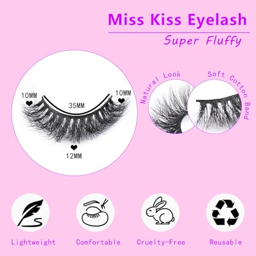 Miss Kiss 3D Mink Lashes 12mm Reusable Natural Fluffy