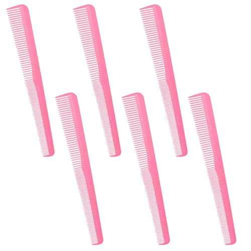 Boao 6 Pieces Tapered Comb Carbon Fiber Salon Hairdressing Fine and Wide Tooth Comb Heat Resistant Tapering Barber Stylist Cutting for Men Women(Pink)