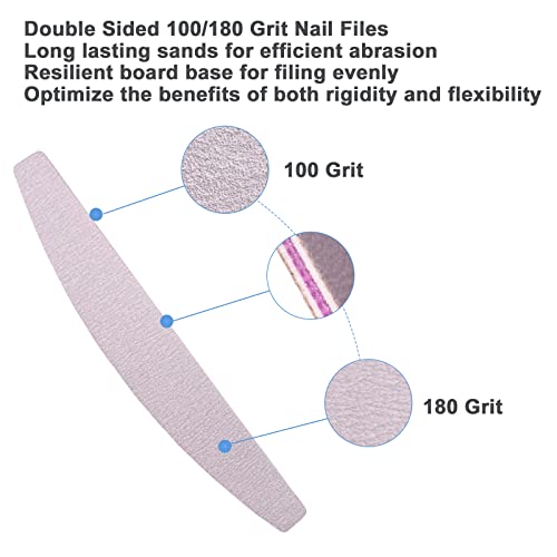 Nail File and Buffer Set - 10 Pcs Double Sided Emery Boards & Buffing Blocks for Natural & Acrylic Nails