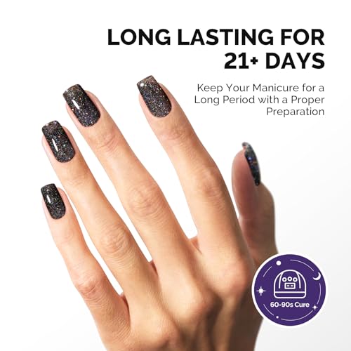 MelodySusie Colorful Black Glitter Gel Nail Polish 15ML X10 - Sparkly Long-Lasting UV/LED Soak Off Manicure
