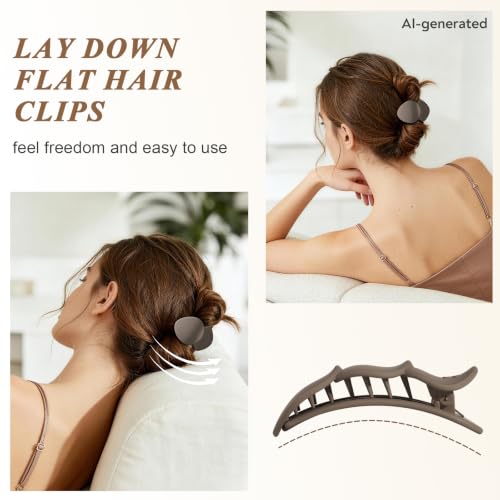 Amlaidu Medium Flat Hair Clips - Strong Hold Claw Clips for All Hair Types, 4pc Set