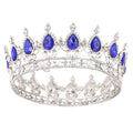 Fairyu Silver Blue Rhinestone Wedding Tiara Bridal Crown for Women & Girls