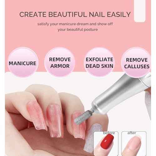 Professional Nail Drill ,OBEEGOO Electric Nail Drill 40000RPM Portable Electric E File Portable Acrylic Nail File Tools for Gel Nail ,Nail Beauty Salon (Pink)