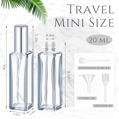 20 Pcs Perfume Travel Refillable 20 ml, Mini Cologne Perfume Bottles Empty, Portable Sprayer for Travel Size Spray Bottle Pocket Glass Spray Bottles Toiletries Sample Dispenser(Gray)