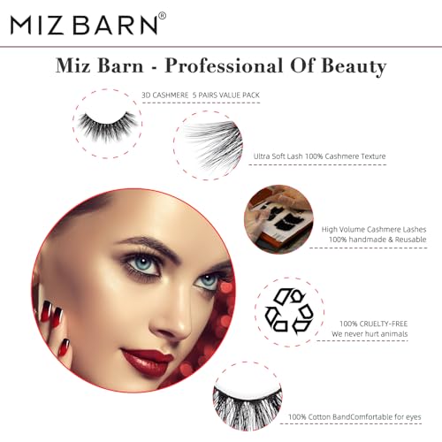 Miz Barn 3D Cashmere False Eyelashes - 5 Pairs