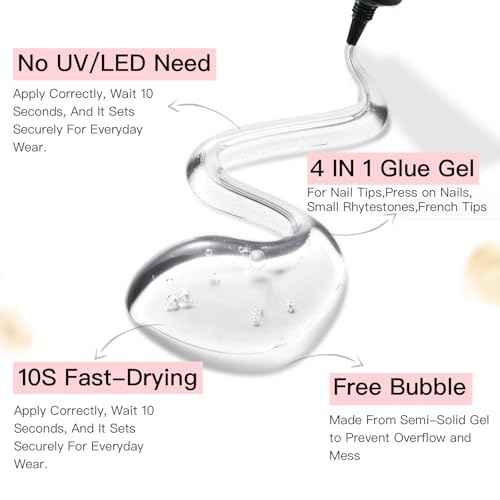 Curvlife Super Strong Nail Glue 15g for Press On Nails - Quick Drying, Semi Solid, Long Lasting, No UV Light Needed