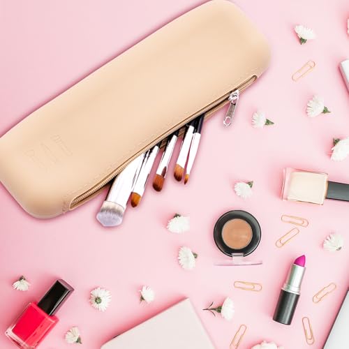 Set of 2 Zipper Makeup Brushes Bag For Travel, Large Silicone Makeup Brush Holder, Washable Make Up Brushes Pouch Case Makeup Tools for Organizing Cosmetics Daily Work