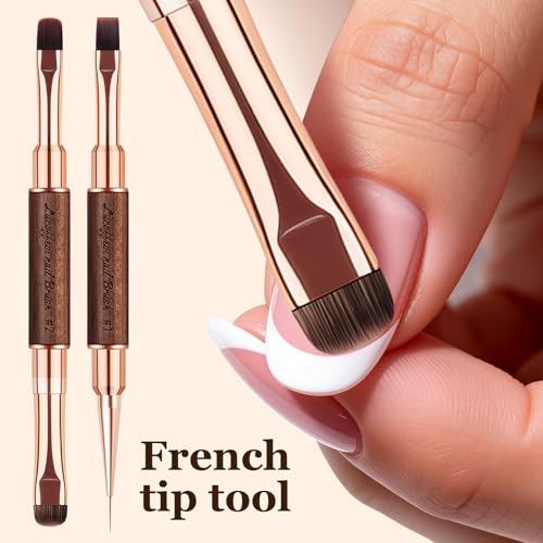Builder Gel Nail Brush Set - 2-Pack Double-Ended with Pouch