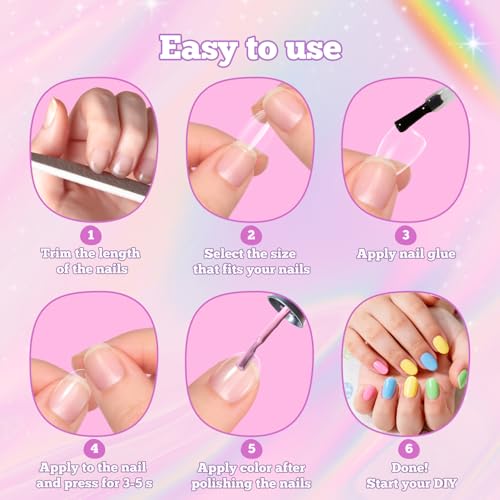 Kids Press On Nails - 260Pc Almond Soft Gel Tips