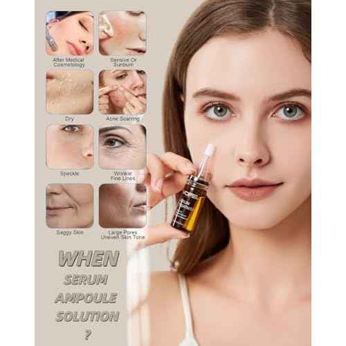 Anti Aging Serum with Hyaluronic Acid Vitamin C Serum for Face Centella Serum Moisturizer 0.35 oz 4 Kits 16 Vials Facial Serum Ampoules (4 kits gift box)