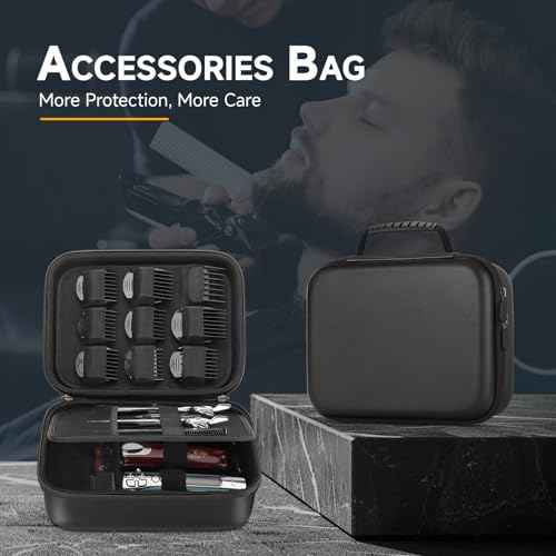 MOSLA Hard Barber Accessories Case for Hair Clippers, Mens Hair Cutting Barber Supplies Holder, Trimmer Organizer Storage Bag for Hair Cutting, Guard Grooming Kit (PU Black)