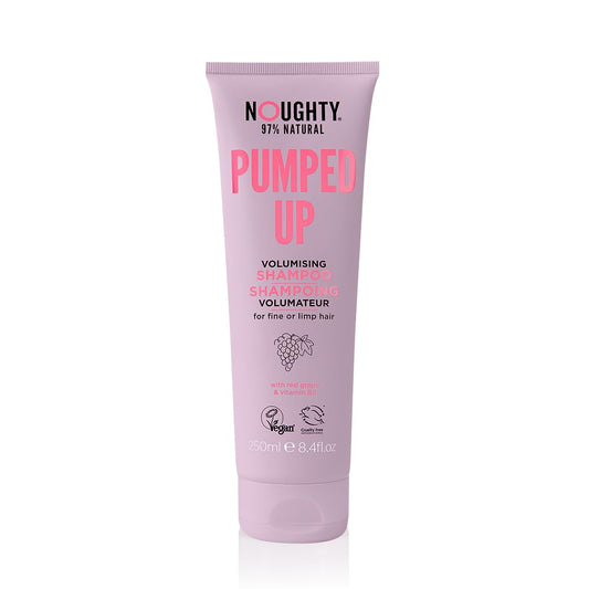 Noughty 97% Natural Pumped Up Volumising Shampoo to Gently Cleanse and Volumise Fine or Limp Hair with Red Grape and Vitamin B5, Sulphate Free Vegan Haircare 250ml