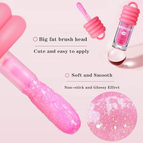 3 Colors Hydrating Lip Oil with Bracelet Keychain, Color Changing Lip Glow Oil Long-Lasting Moisture, Lip Gloss Flavoring Oil With Vitamin E Moisturized Shiny Lips for Girls