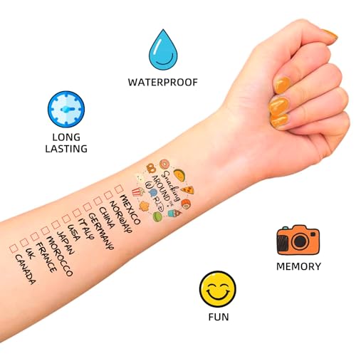 4 Pack Snacking Around the World Temporary Tattoos