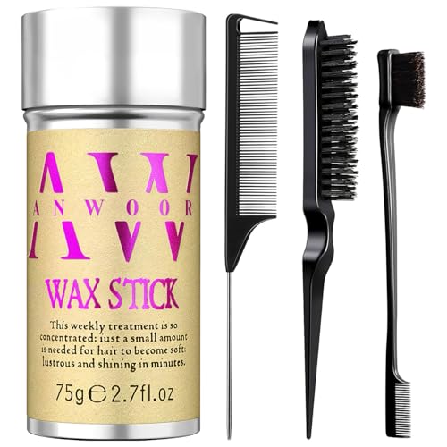AnWoor 4Pc Hair Wax Stick & Edge Brush Set