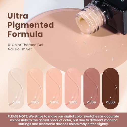 Beetles Nude Gel Polish Set Skin Tones Collection 6 Colors - Mauve Variation