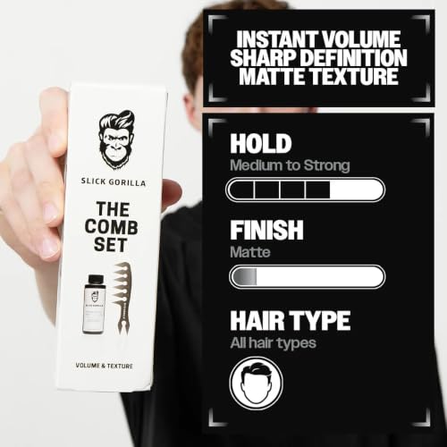 Slick Gorilla Hair Styling Powder Gift Set for Men with Comb - Matte Finish, 0.70 oz