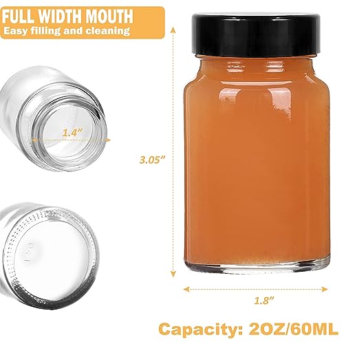 2oz Glass Shot Bottles with Lids - 6 Pack Clear Boston Bottles