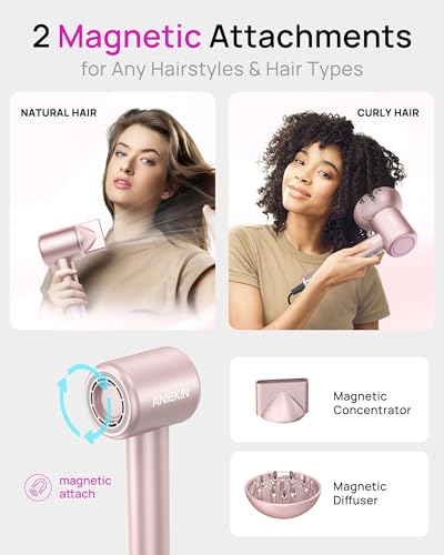ANIEKIN Ionic Hair Dryer with Brushless Motor & Diffuser