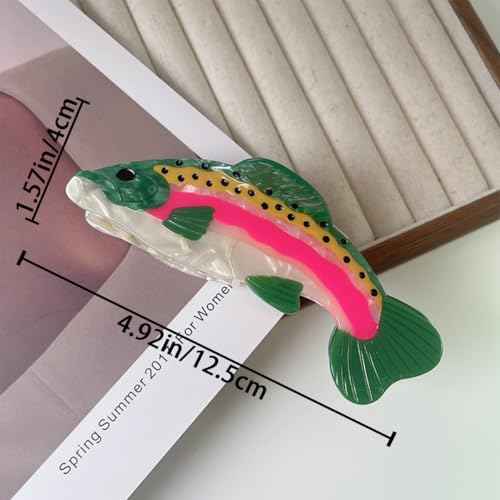Salmon Hair Claw Clip Acetate Hair Clips Fish Unique Fashion Acetate Hair Catch Barrette Non Slip Strong Hold Jaw Clamp Ocean Animal Fashion Barrette Big Claw Clamp for Women Girl